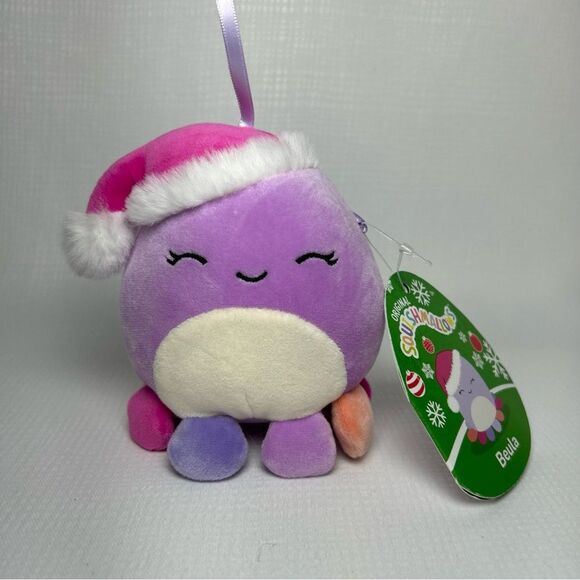 NWT Beula Octopus Purple Hat 4" Inch Squishmallows Christmas Plush Ornament - Picture 1 of 4